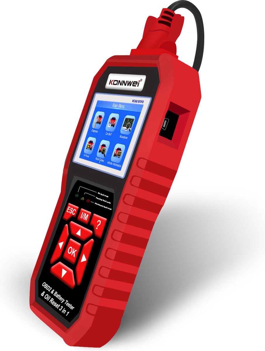 Konnwei KW890 3in1 - Olie service resetten - OBD2 Scanner thumbnail 2
