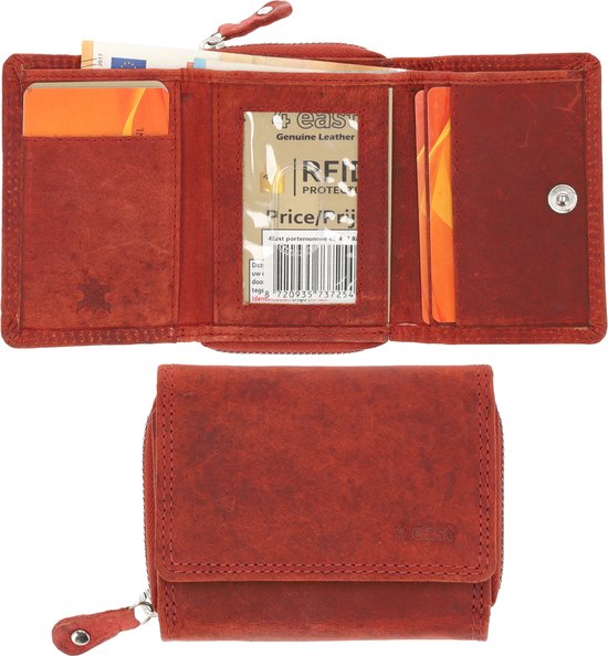 Portefeuille Femme 3 Volets En Cuir Véritable – Motif Crocodile Verni, Anti-RFID – 8 Fentes Cartes + Fenêtre ID – Rouge Vin, Noir, Vert…