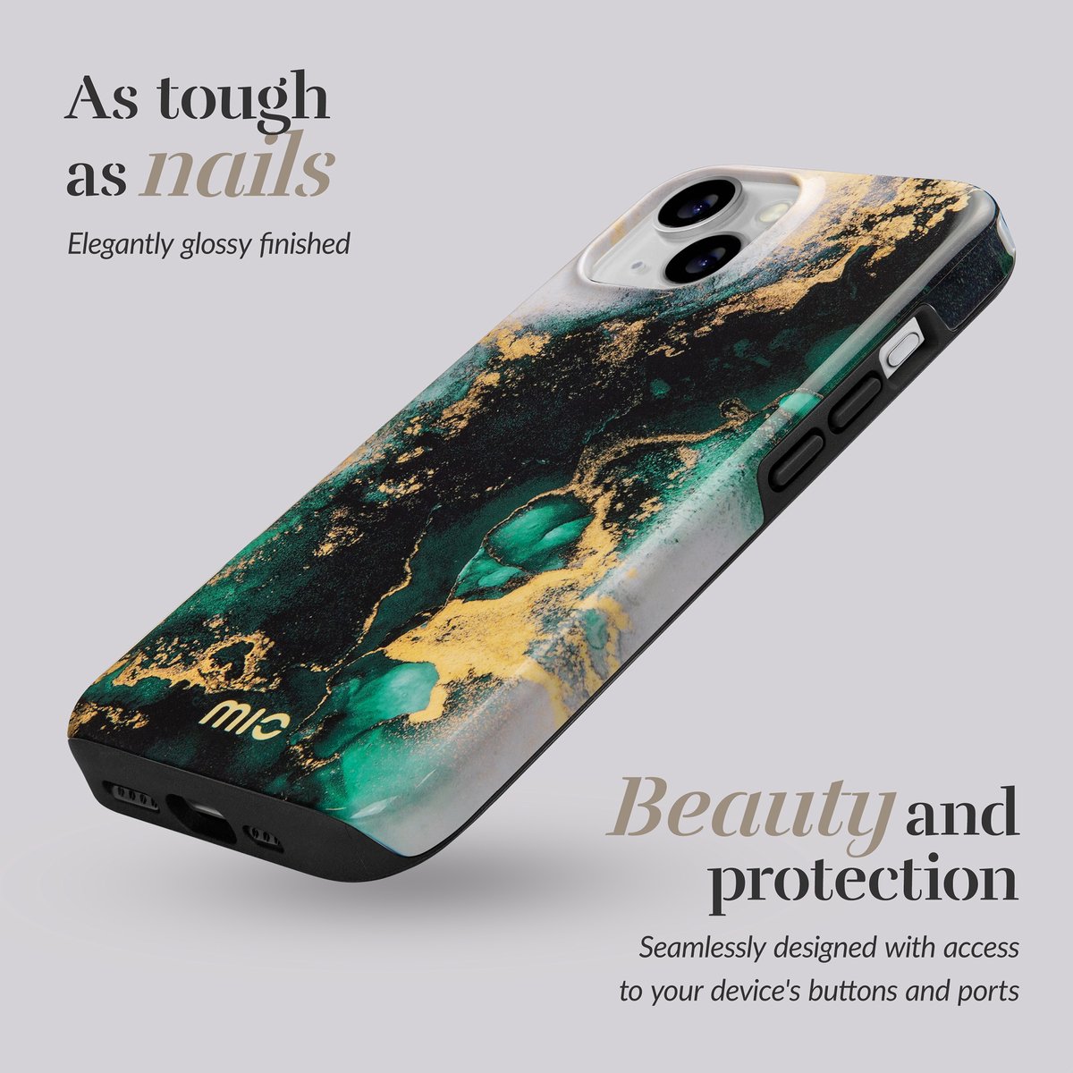 MIO by Mobilize Hoesje | Geschikt voor Apple iPhone 16 Plus | Compatibel met MagSafe | Hard Shell Back Cover | Green Marble