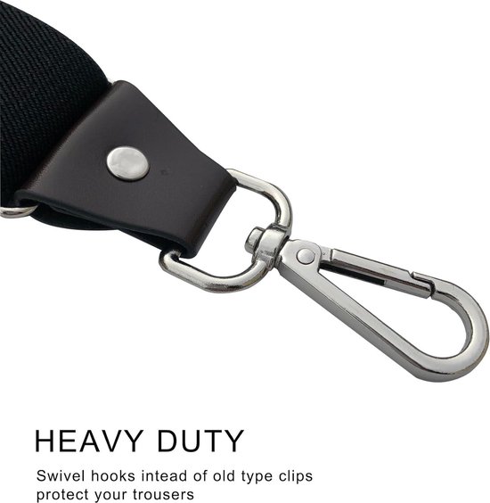 Heren bretels verstelbaar elastisch - Heavy Duty 1,4 Inch Brede X Vorm 3 Sterke Clips Bretels, 3 Clips - Zwart, Eén maat Heren bretels verstelbaar elastisch - Heavy Duty 1,4 Inch Brede X Vorm 3 Sterke Clips Bretels, 3 Clips - Zwart, Eén maat