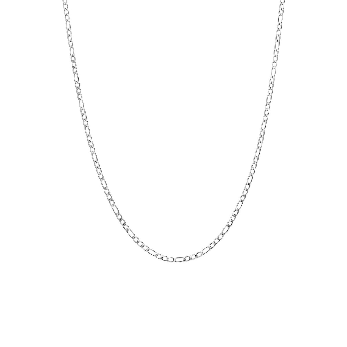 Lucardi Dames Stalen ketting figaro 2mm - Ketting - Staal - Zilver - 50 cm