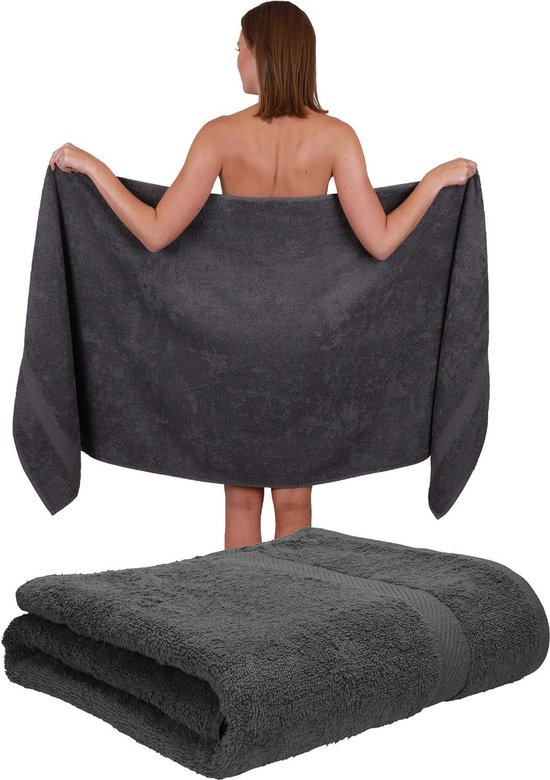 Lot De 2 Serviettes De Sauna Utopia 80x200 Cm, Grises, En Coton