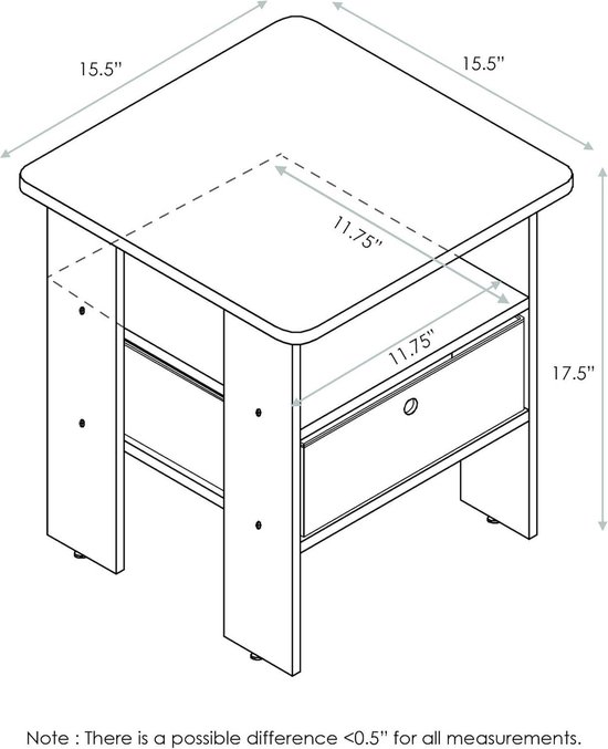 Table d'appoint avec tiroir expresso/marron lot de 2 - Andrey - Table de chevet avec tiroir