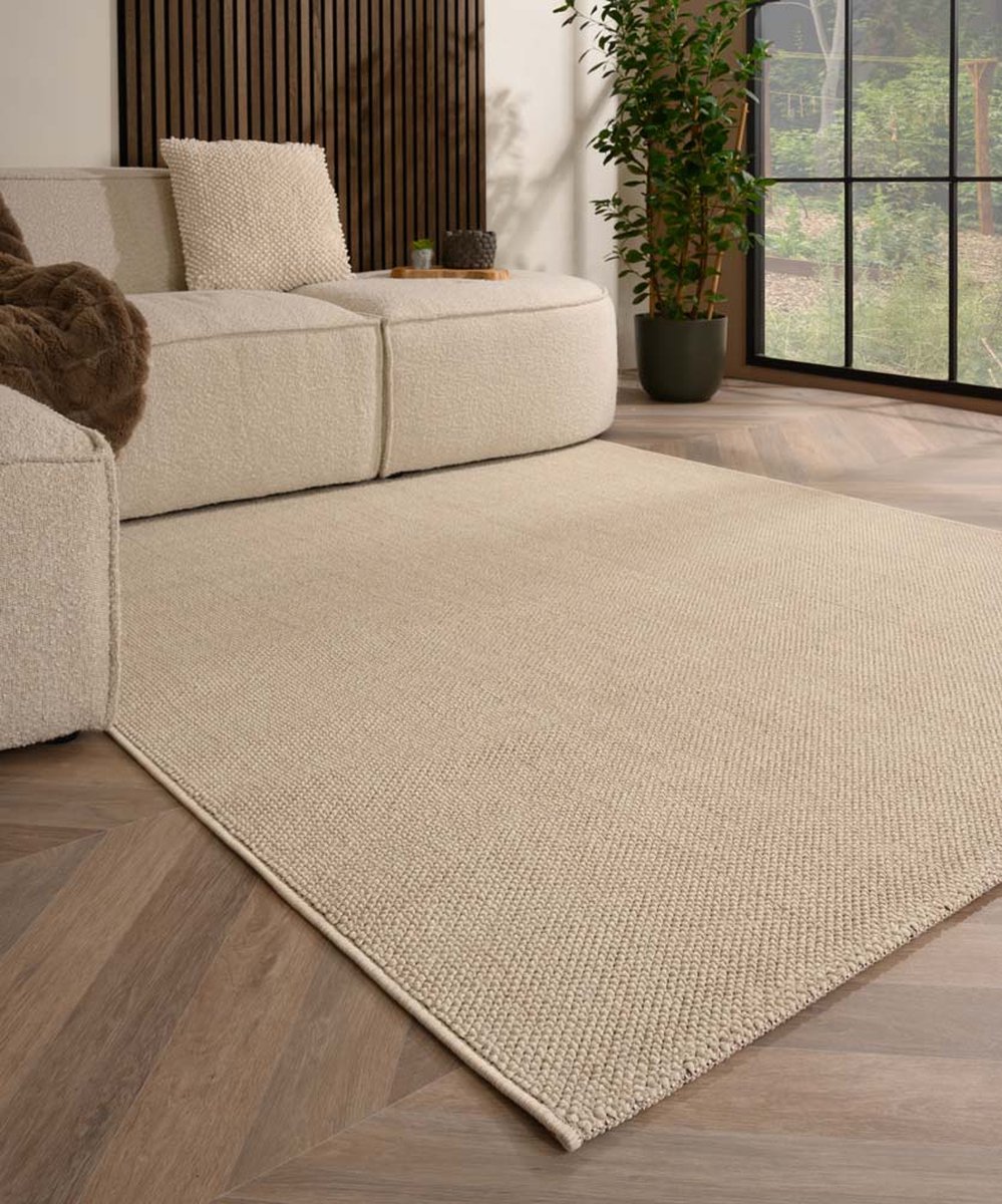 Laagpolig vloerkleed - Loom créme 200x290