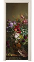 Deurposter 95x235 cm - Deursticker Stilleven met bloemen in een Griekse vaas - Oude meesters - Kunst - Meubelfolie zelfklevend - Deurfolie woonkamer - Interieurfolie fotobehang - Deur plakfolie - Deurstickers - Deurbehang sticker - Kamer decoratie