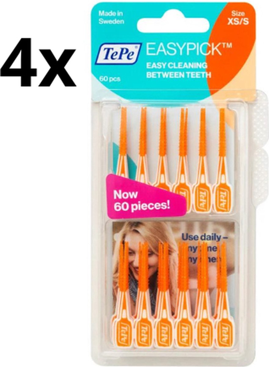 TePe Easypick XS/S - Oranje - 4 x 60 stuks - Voordeelverpakking