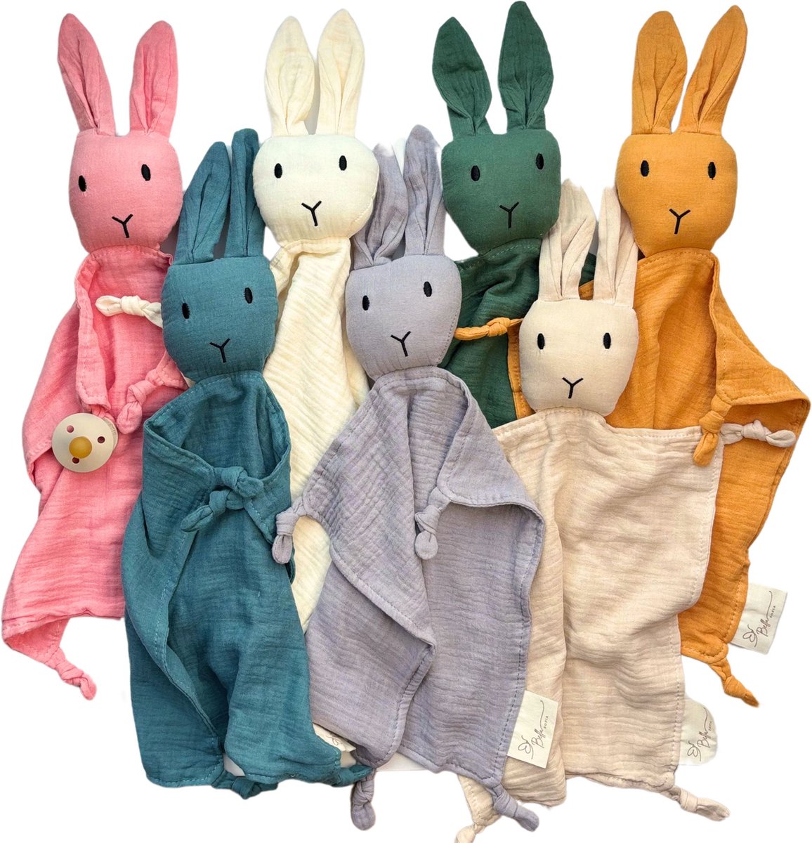 Bella Sofia® - Soof het Knuffelkonijn – Knuffeldoekje Wit / Crème – Biologisch Katoenen Hydrofiel Speendoekje – Perfect Kraamcadeau – Babyshower Cadeau – Veilig Baby Speelgoed — afbeelding 4