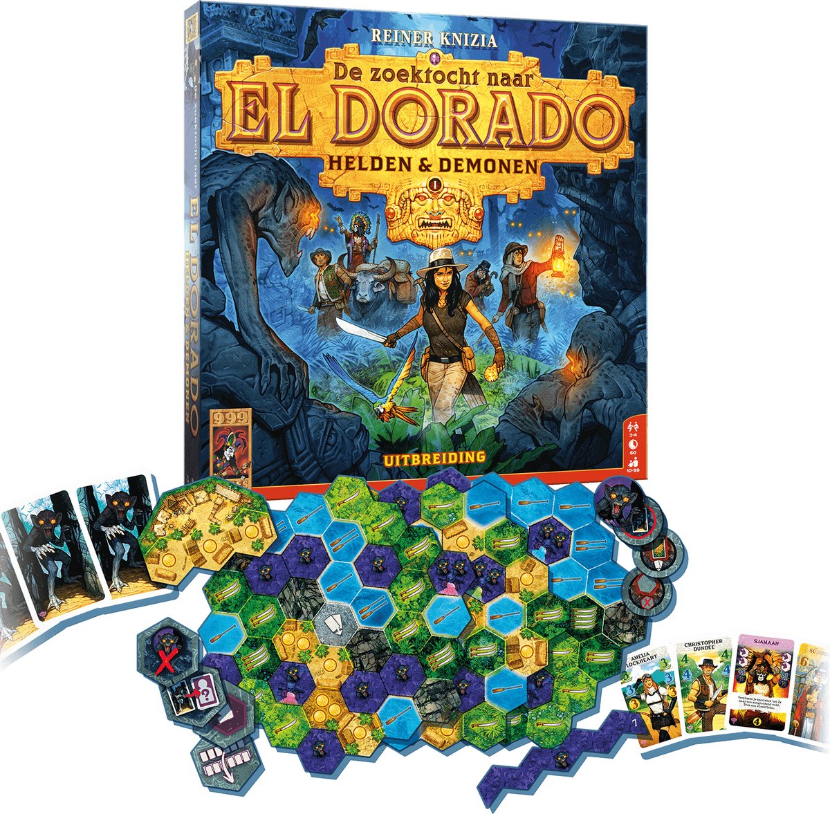 999 Games - De Zoektocht naar El Dorado - Helden & Demonen Uitbreiding 1 - Bordspel — afbeelding 6