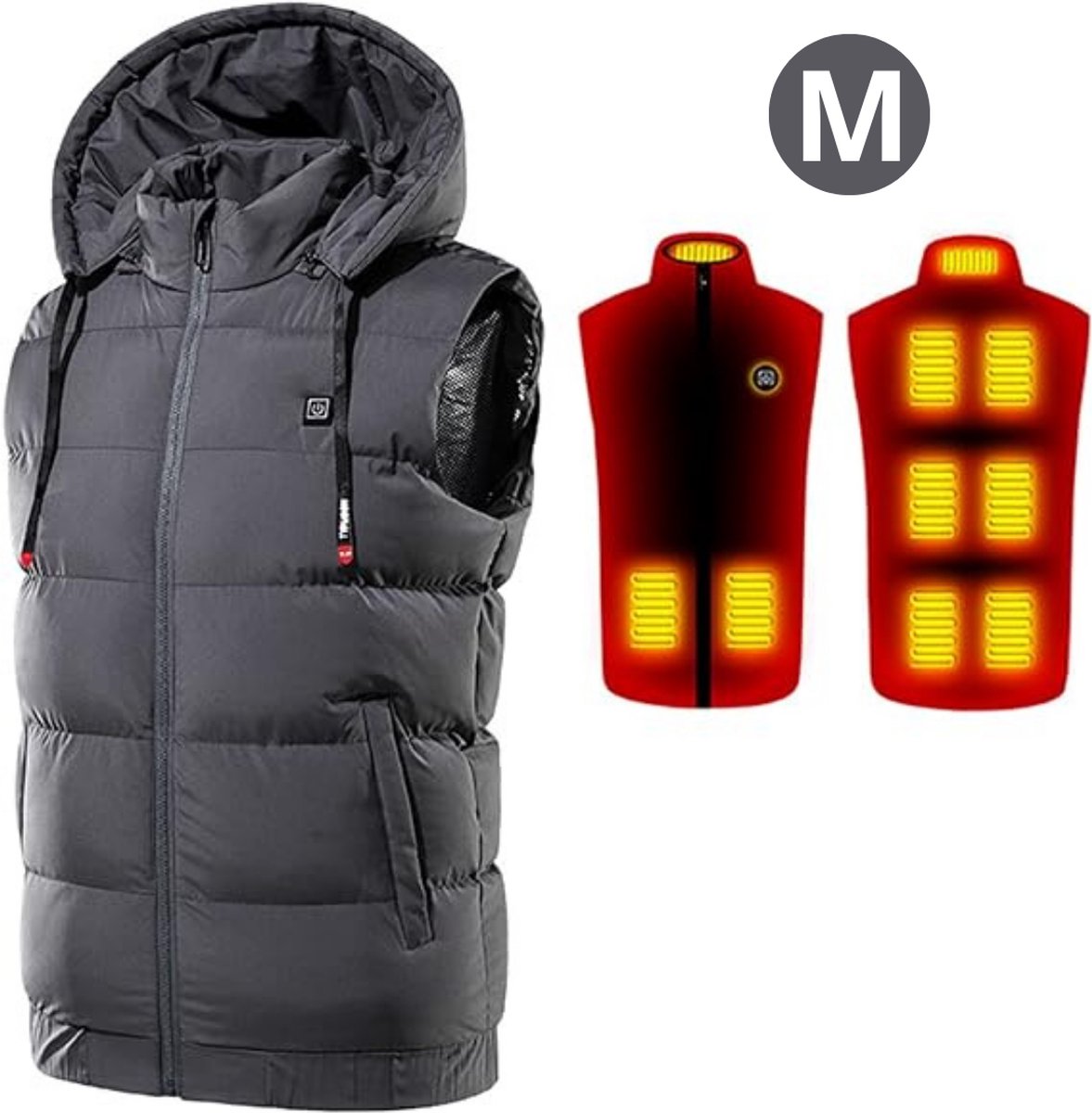 Bovista Verwarmde Bodywarmer - Heated Vest - Elektrische Bodywarmer - Met Capuchon - Jas - Oplaadbaar - Unisex - Maat M - Grijs