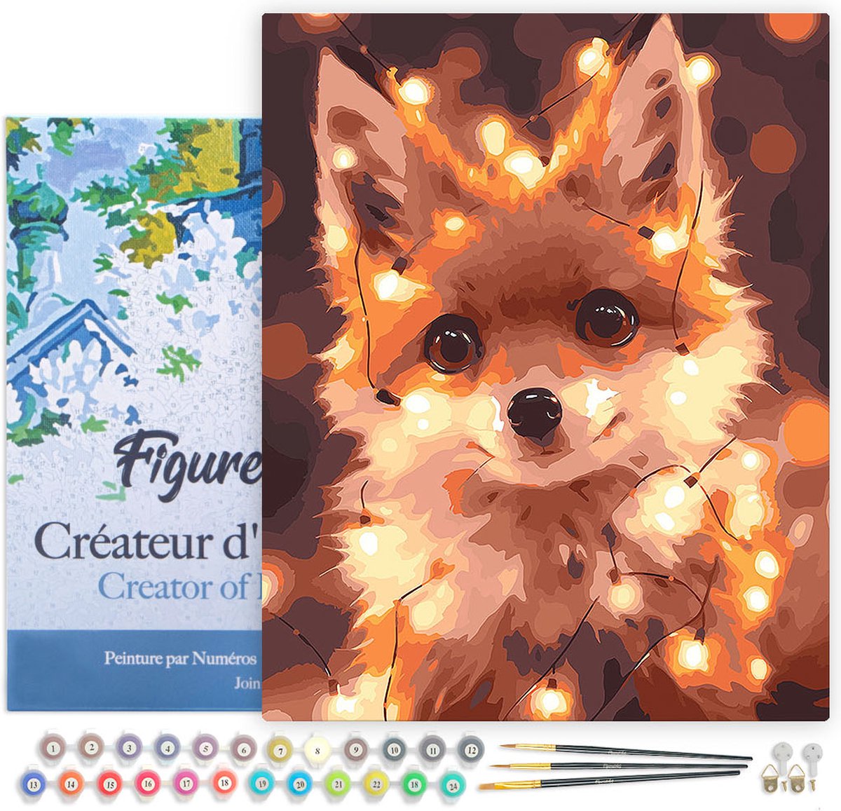 Figured'Art Peinture par Numéro Adulte Hibou coloré - Activité Manuelle Kit de Loisir Créatif DIY Numéro d'Art Complet - 40x50cm avec châssis en bois à monter