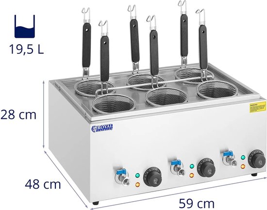 Pastakoker met 6 manden - temperatuur: 30-110 ° C - Royal Catering van Merkloos — afbeelding 4
