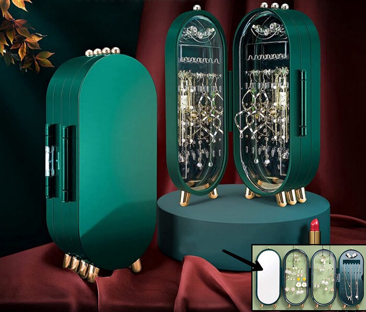 Borvat® | Groen | Sieradenhouder | Oorbellenrekje | Sieradenrekje | Sieraden Organizer | Sieraden Doos | Sieraden Opbergen