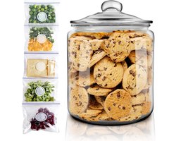 Large Airtight Glass Storage Jar with Lid - 5800 ml Capacity for Flour, Cookies, Nuts, Pasta, and Coffee Beans