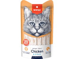 Wanpy Likbare Snacks Kip & Krab - Kattensnacks - 25 Stuks - Kattensnoepjes