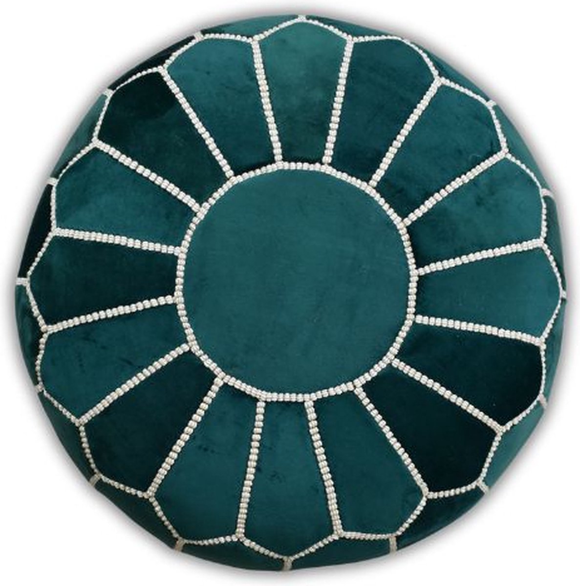 Poufs&Pillows Velvet poef - Groen - Ronde poef - Fluwelen poef - Handgemaakt en uniek - Gevuld geleverd - Ideaal voor je woon, slaap- of kinderkamer