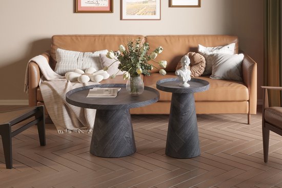 Table basse Mannes - ronde - 80cm - gris foncé