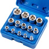 14 Delige Profi Doppenset - 1/4" & 1/2" & 3/8'' - Hoogwaardig Chroom-Vanadiumstaal - Met Koffer - Dopsleutel Set - Krachtdoppen Set - Gereedschapset - Handgereedschap - Torx / Hex Doppen Set - Auto Reparatie / Reparatie Van Machines - Stevig