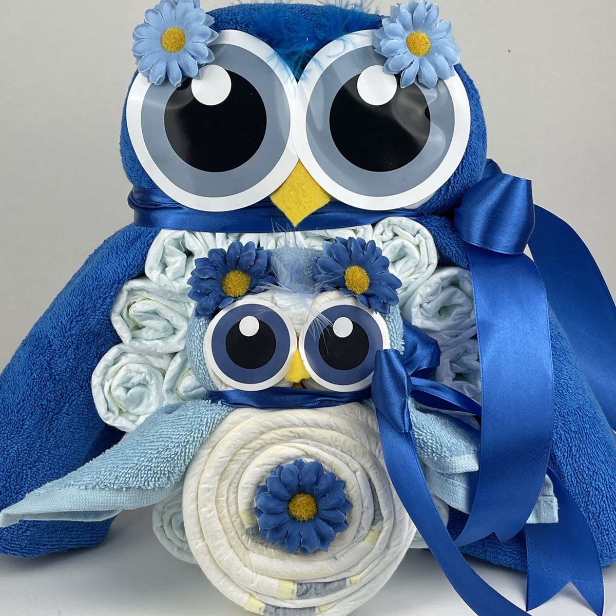 Goedkoopste Chouette-Chouette | Luiertaart Uil Luieruil Jongen | Kraamcadeau | Geboorte Jongen | Babyshower | Royal blauw - licht Blauw