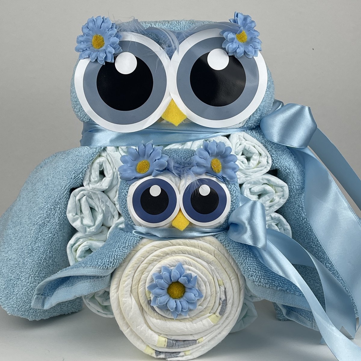 Goedkoopste Chouette-Chouette | Luiertaart Uil Luieruil Jongen | Kraamcadeau | Geboorte Jongen | Babyshower | licht Blauw