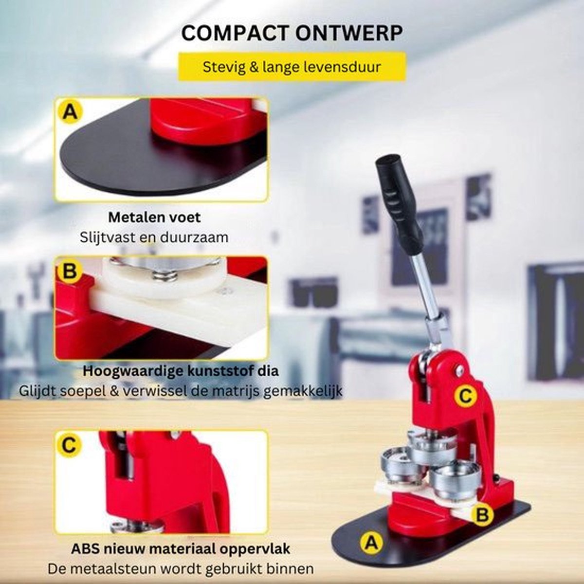 Button Maker Machine, Button Maker Machine Button Pin Maker Pin Badge Button Punch Press Machine Benodigdheden Kit Afneembaar met Knoppen (32 mm
