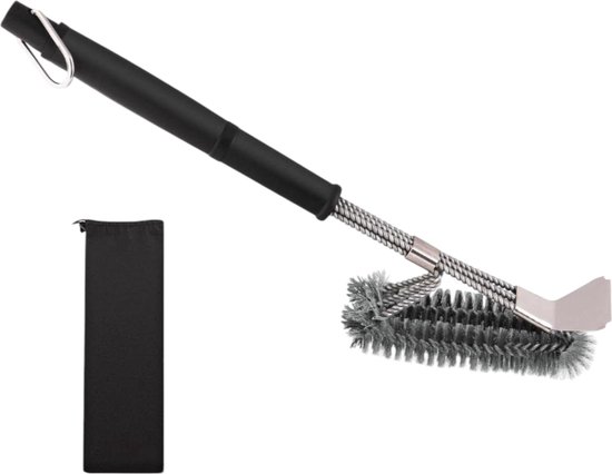 Brosse BBQ avec grattoir - Accessoires de vêtements pour bébé BBQ - Brosse de nettoyage BBQ adaptée à alle merken - 2 en 1 - Brosse métallique pour barbecue - Acier inoxydable - Argent