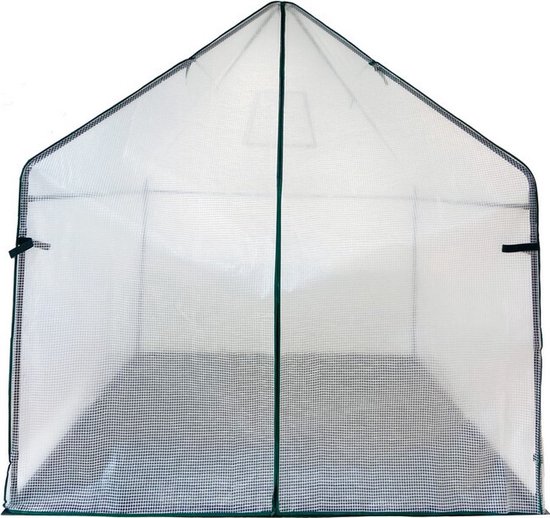 Ribelli Overwinteringstent voor planten, broeikas met deur, foliekas, tomatenkas, diameter 160 x 180 cm, tuinhuis, winterbestendig, PE-roosterfolie, groenten, bloemen, wit