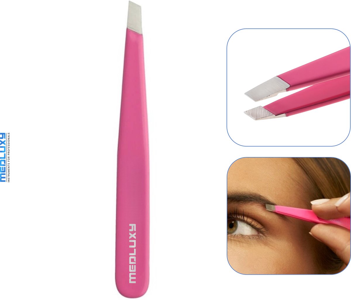 Goedkoopste MEDLUXY® Pro Precision - Mini Slant Tweezer - 7 cm - Roze - EP0542 (epileerpincet - epileer Pincet