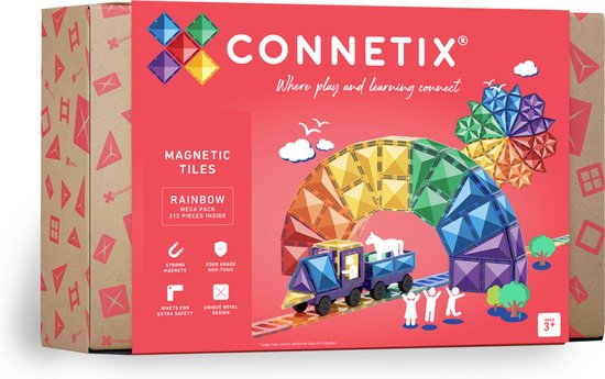 Foto: Connetix magnetisch tegels regenboog mega pakket 212 stuks