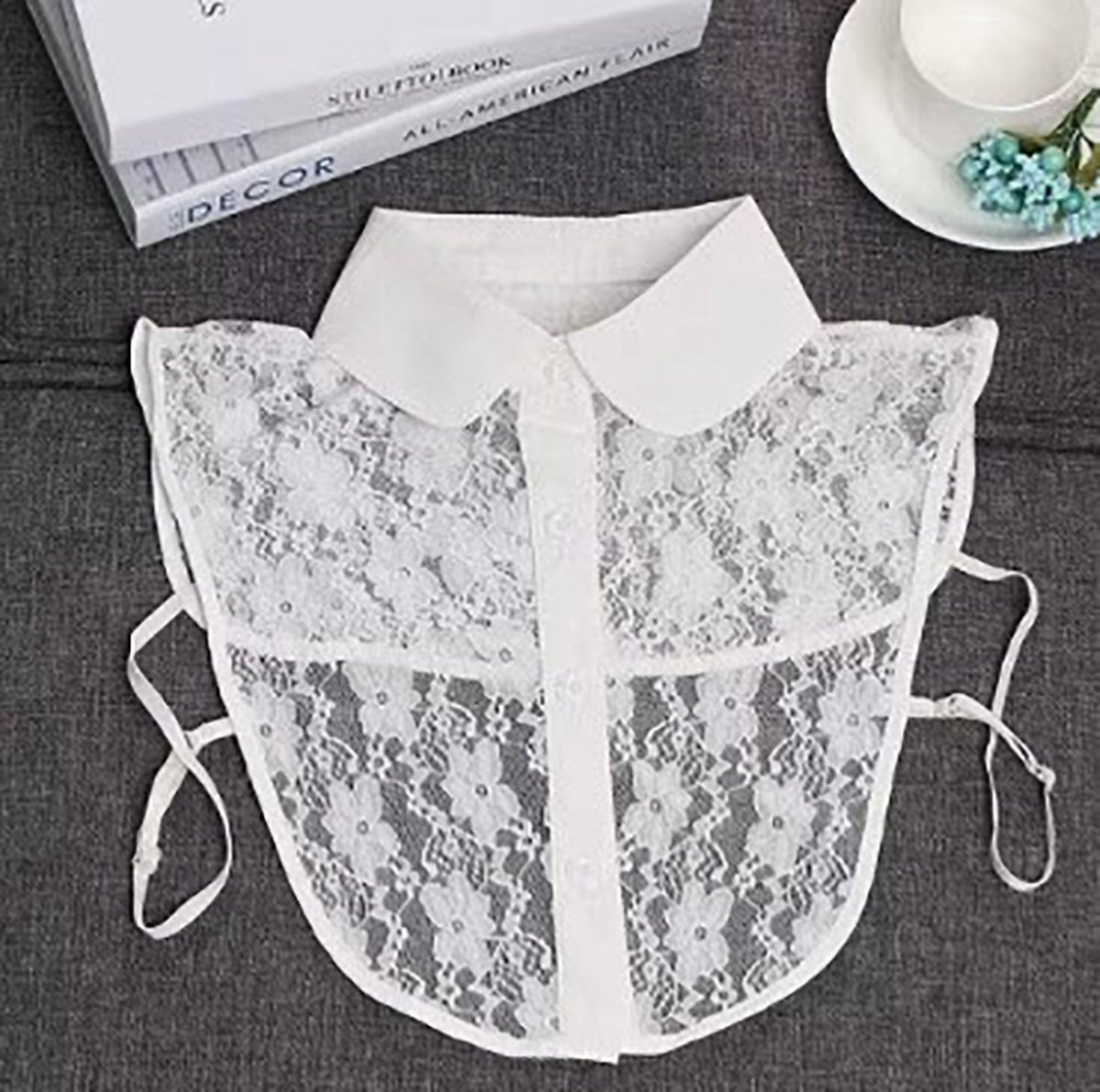 Actie4you® - Losse kraag - Blouse kraagje - Nep los kraagje – Nep Kraagje – Ronde kraag - Crème Wit doorschijnend