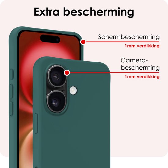 Coque adaptée pour iPhone 16 Plus , coque arrière en Siliconen , vert foncé, lot de 2