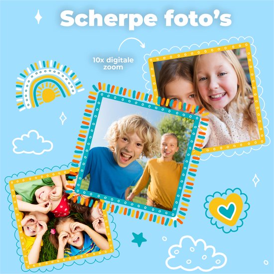 Denver Kindercamera Full HD met Printer - Selfie Camera - 48MP - Digitale Camera Kinderen - Foto en Video - Spelletjes - KPC1370 - Blauw