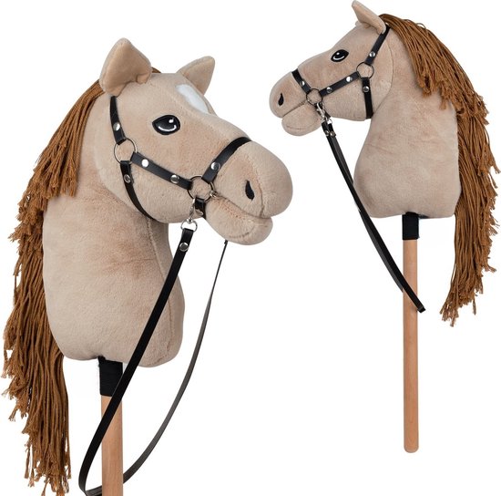 Playwood Hobby Paard, met halster , stokpaardje voor hobby horsing, paard om op te rijden voor kinderen zonder geluid