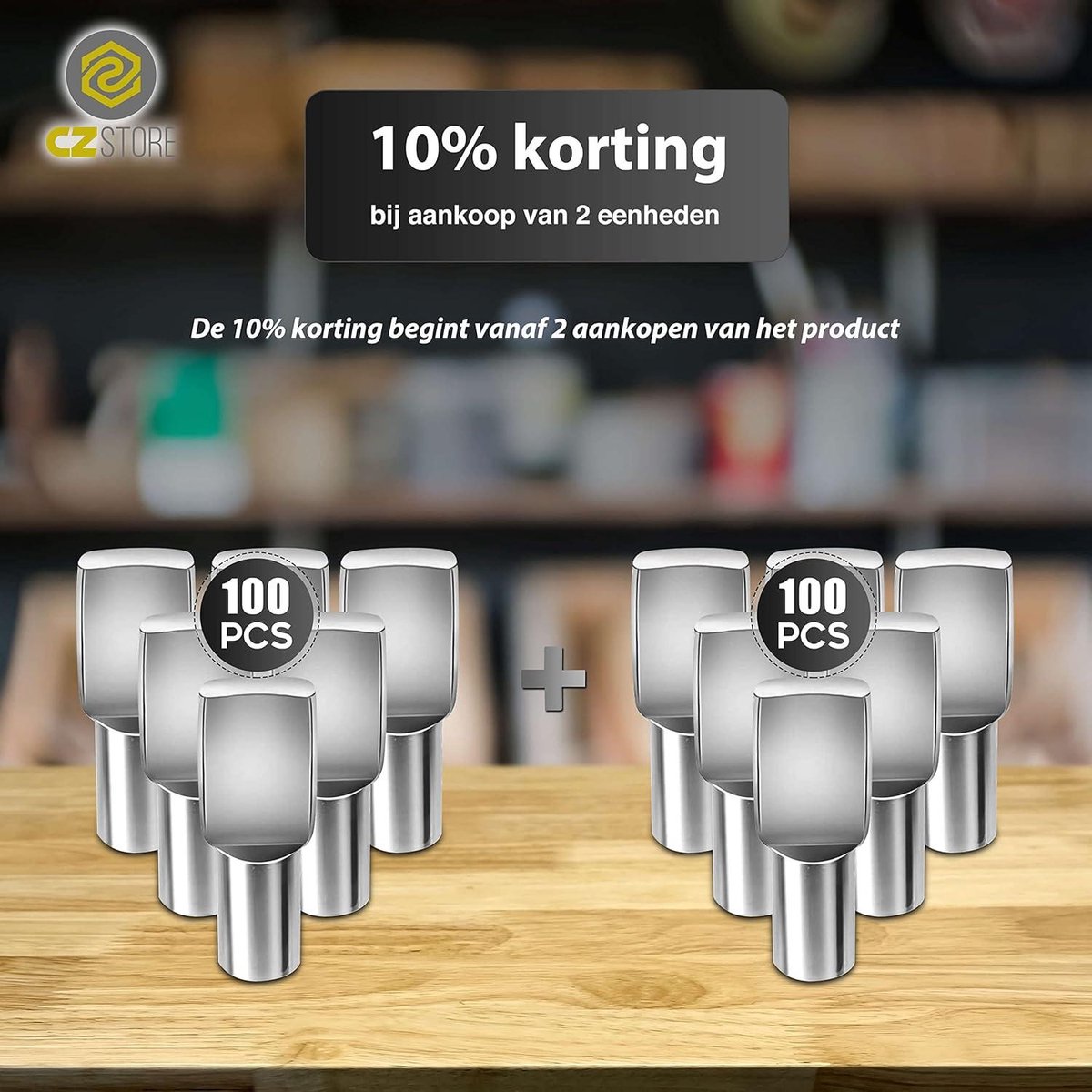 CZ Store®- plankdragers |100-PAK|✮LEVENSLANGE GARANTIE✮|5MM DIAMETER| platte lepel-vormige dragers, vernikkelde metalen pinnen voor legplanken in kast, garderobe, kast, rekken, met opbergkoffer (20