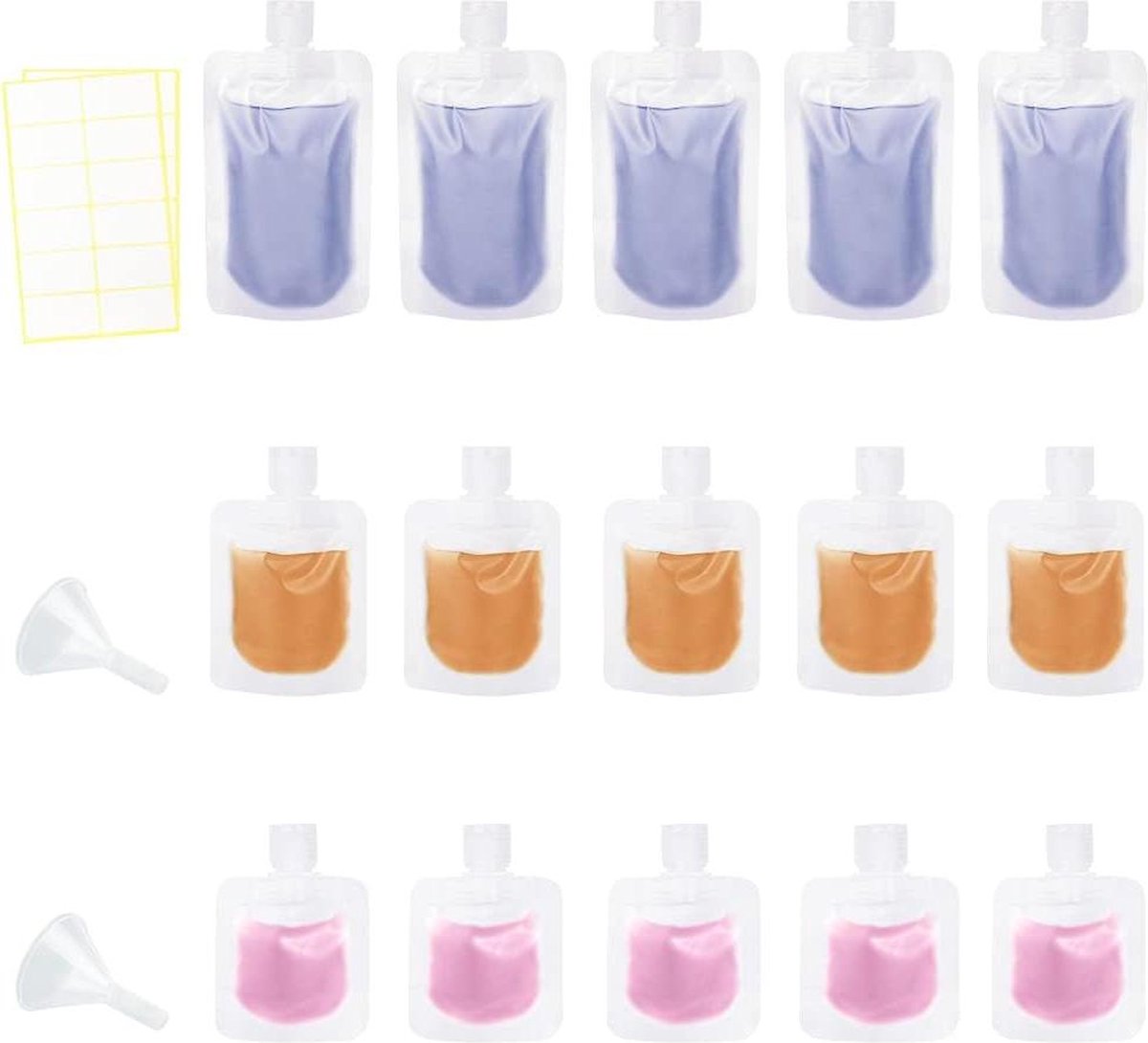 15 Stuks Herbruikbare Reisflessen 30 50 100ml Navulbare Containers Cosmetica Set voor Onderweg Lekvrije Knijpflesjes voor Shampoo-Douchegel-Crème reisflesjes 100ml