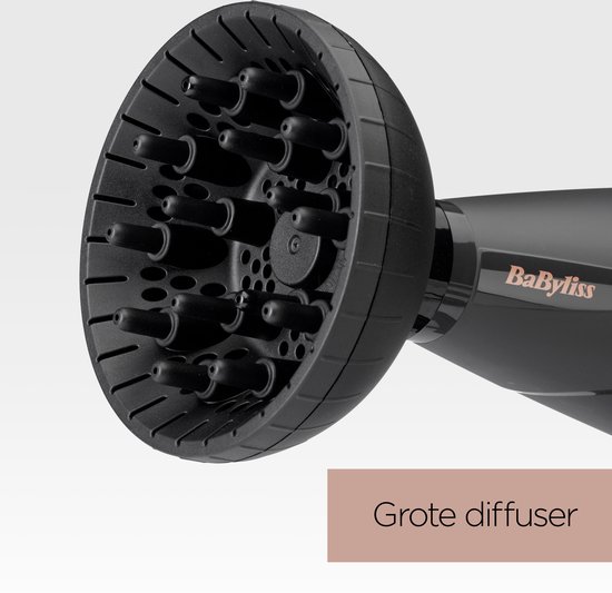 BaByliss Smooth Pro 2100 Föhn 6709DE - Fohn met diffuser en blaasmond - Haardroger - Professionele AC-Motor - 2100 Watt - Coolshot