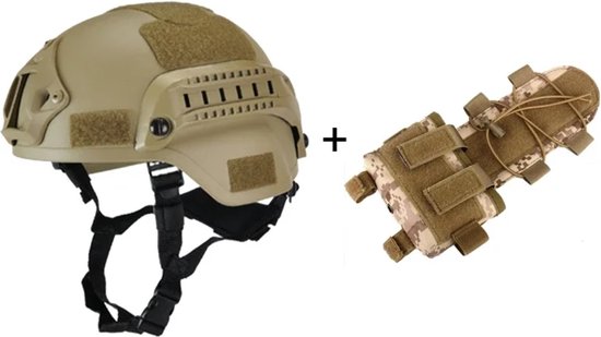 Casque Nivard Airsoft - Masque - Paintball - Casque Tactique - Accessoires - Armée - Casque - Vêtements - Casque Beige + Accessoires