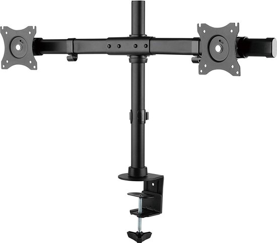Monitorhouder 2 monitoren boven elkaar, voor 24-57 inch platte & gebogen schermen, 2-27 kg per arm, in hoogte verstelbaar, 2 montageopties (VESA 75/100 mm), wit