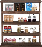 Eszenzics™ Rustic Spice Rack - Support mural en bois dur pour herbes et épices - 4 couches - 53x60cm