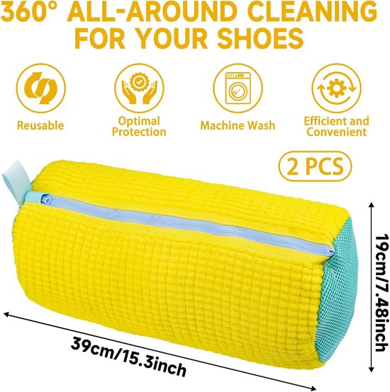 2 Sacs à Linge Pour Chaussures Réutilisables - Protection Machine à Laver Gris - Fermeture Éclair