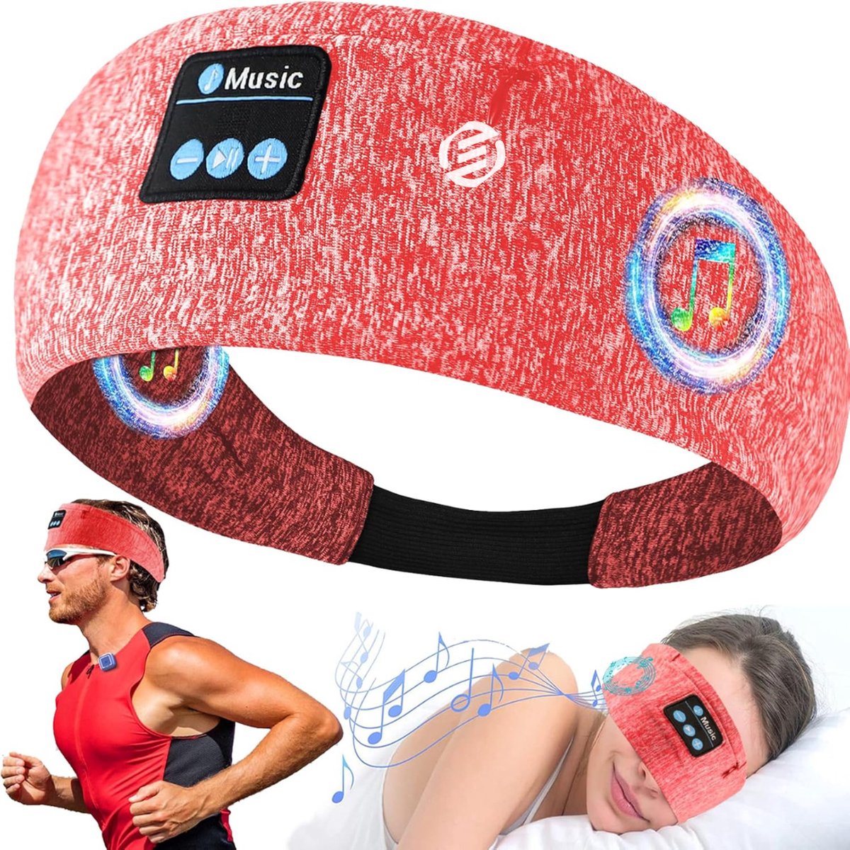 Equivera Slaapmasker Bluetooth - Slaap Koptelefoon - Hoofdband met Speakers - Mannen en Vrouwen - Slaapmasker met Speakers - 100% Verduisterend - Incl. White Noise en Binaural Beats