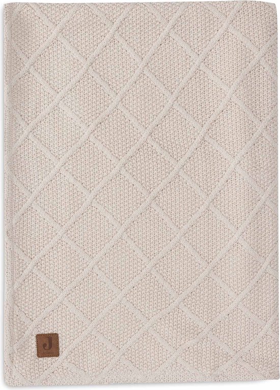 Jollein - Deken Wieg 75x100cm - Wiegdeken, Wiegdekentje, Dekentje Baby - Check Knit Oatmeal/Teddy Fleece