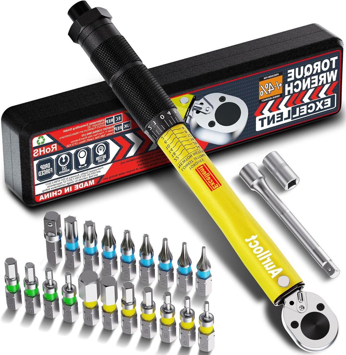 Click Momentsleutel 2-24 Nm Set Geel - 1/4 Inch Drive