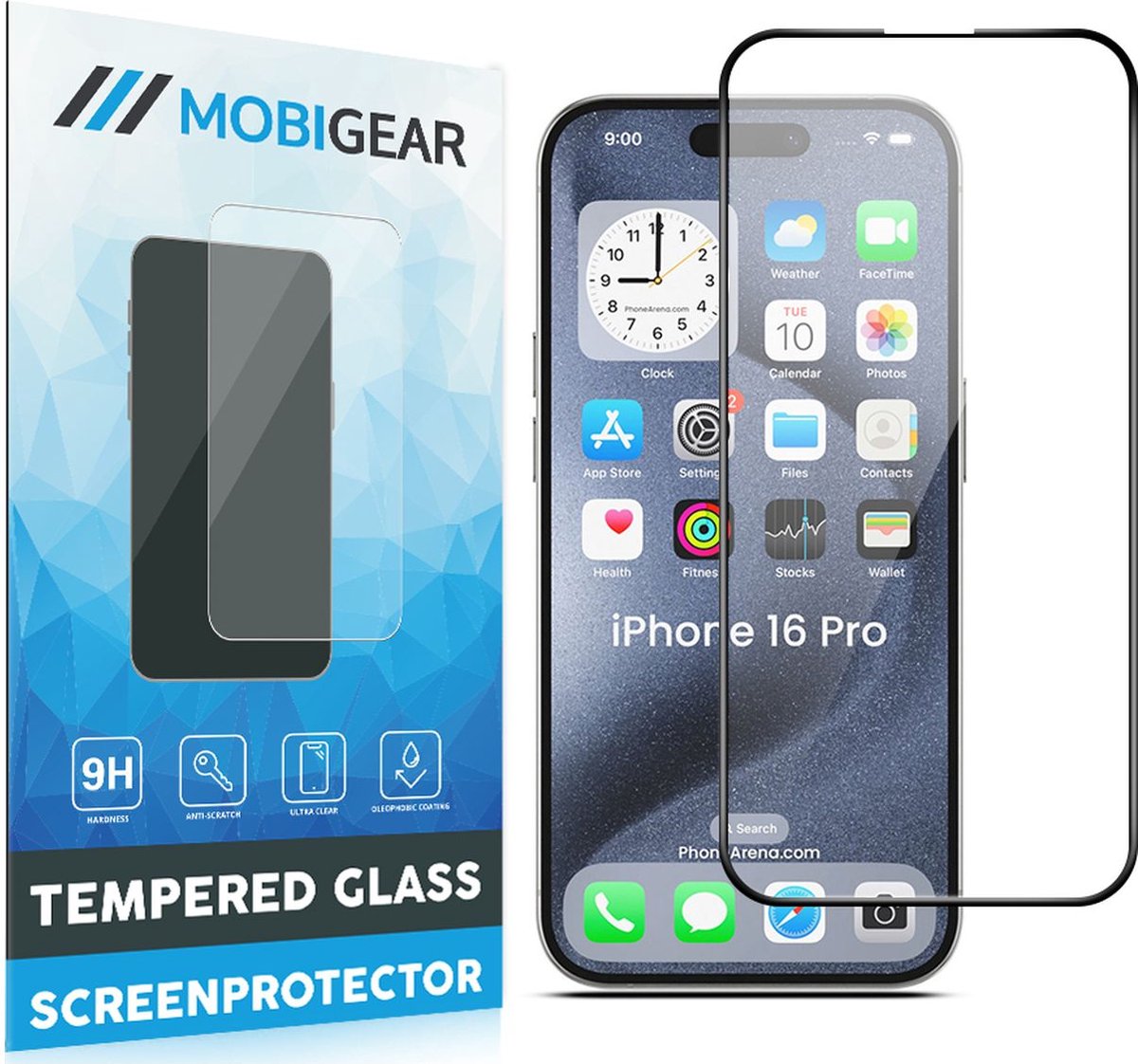 Mobigear Screenprotector geschikt voor Apple iPhone 16 Pro Glazen | Mobigear Premium Screenprotector - Case Friendly - Zwart