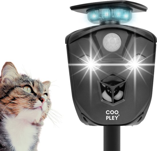 Kattenverjager En Mollenverjager In 1 Excellent - Muizenverjager - Marterverjager - Kattenschrik - 360 Graden Ultrasone Dierenverjager - Zonneenergie - Zwart