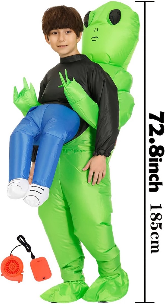 Bovista Halloween Kostuum - Halloween Outfit - Kind - Alien - Opblaasbaar Alien Kostuum - Costume - Carnaval