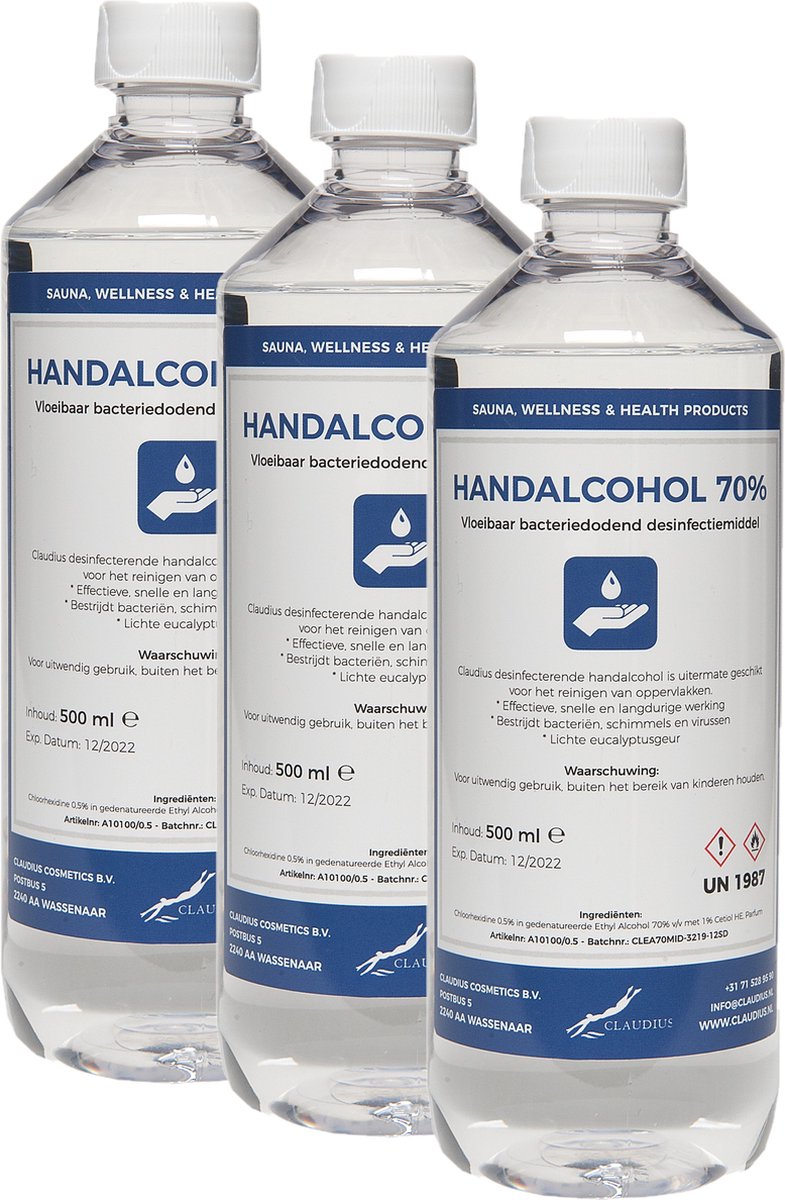 Goedkoopste Handalcohol spray 70 - 500 ml met dop - set van 3 suks
