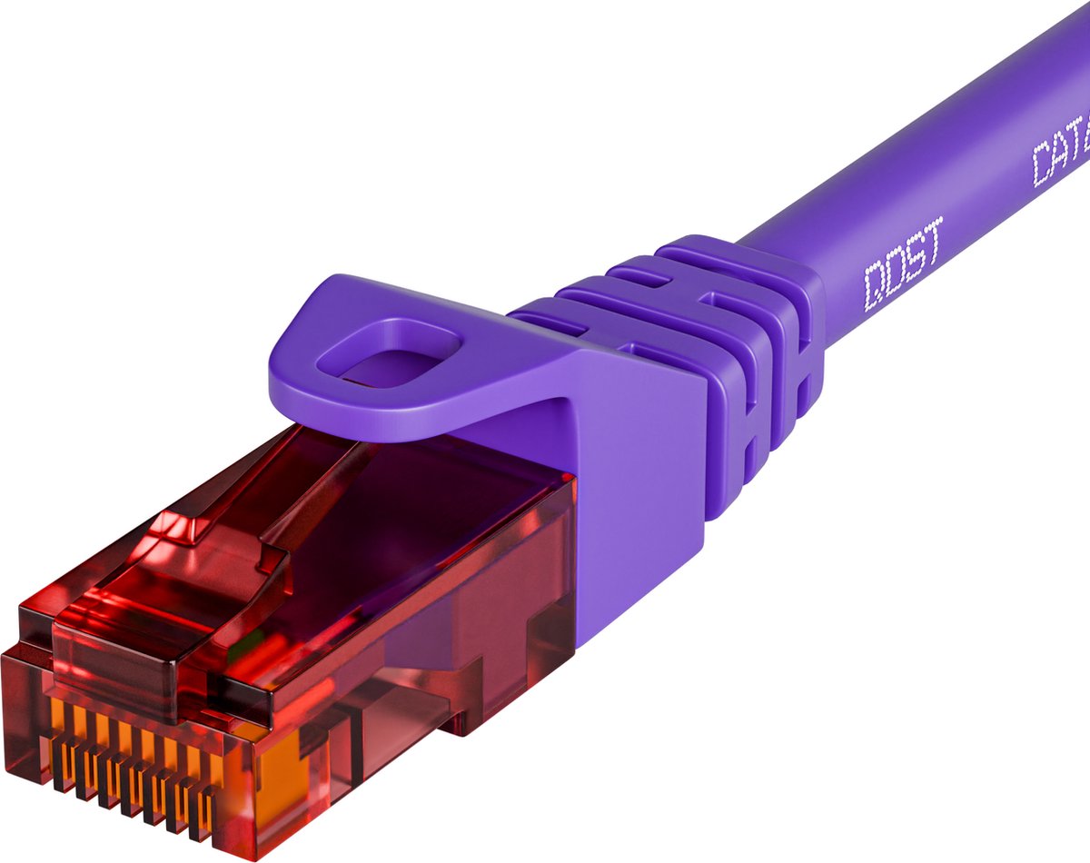 Qost - CAT6 internetkabel - 100% koper / UTP - 10 Gbps / 250 MHz - RJ45 Connectoren - Patchkabel / Netwerkkabel - 30 meter - Paars