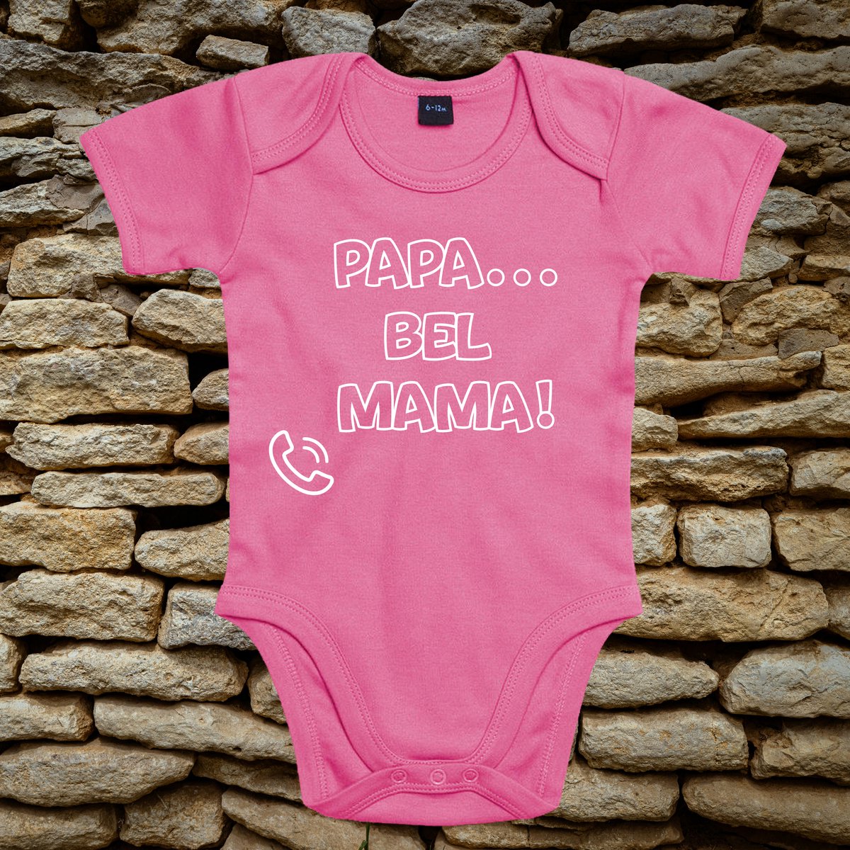 Rompertje - Baby rompertje met tekst: Papa, bel mama! - Organic katoen