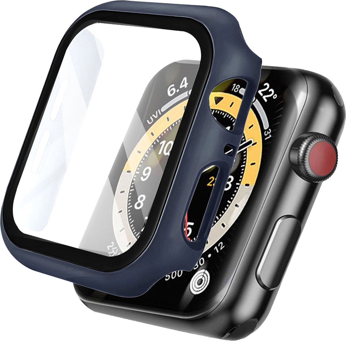 iMoshion Screen Protector Geschikt voor Apple Watch Series 4 / 5 / 6 / SE - 40 mm - Donkerblauw - iMoshion Full Cover Hard Case / Hoesje - Donkerblauw