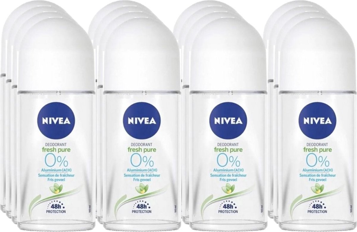 Goedkoopste Nivea Deodorant Roller Pure & Natural Jasmine - 12 x 50 ml - Voordeelverpakking